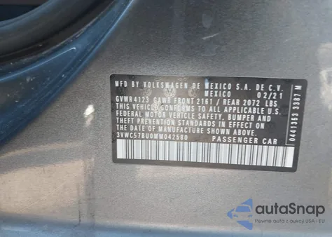 2021 Volkswagen Jetta 1.4T R-Line/1.4T S/1.4T Se из США, поврежденный, VIN 3VWC57BU0MM042580